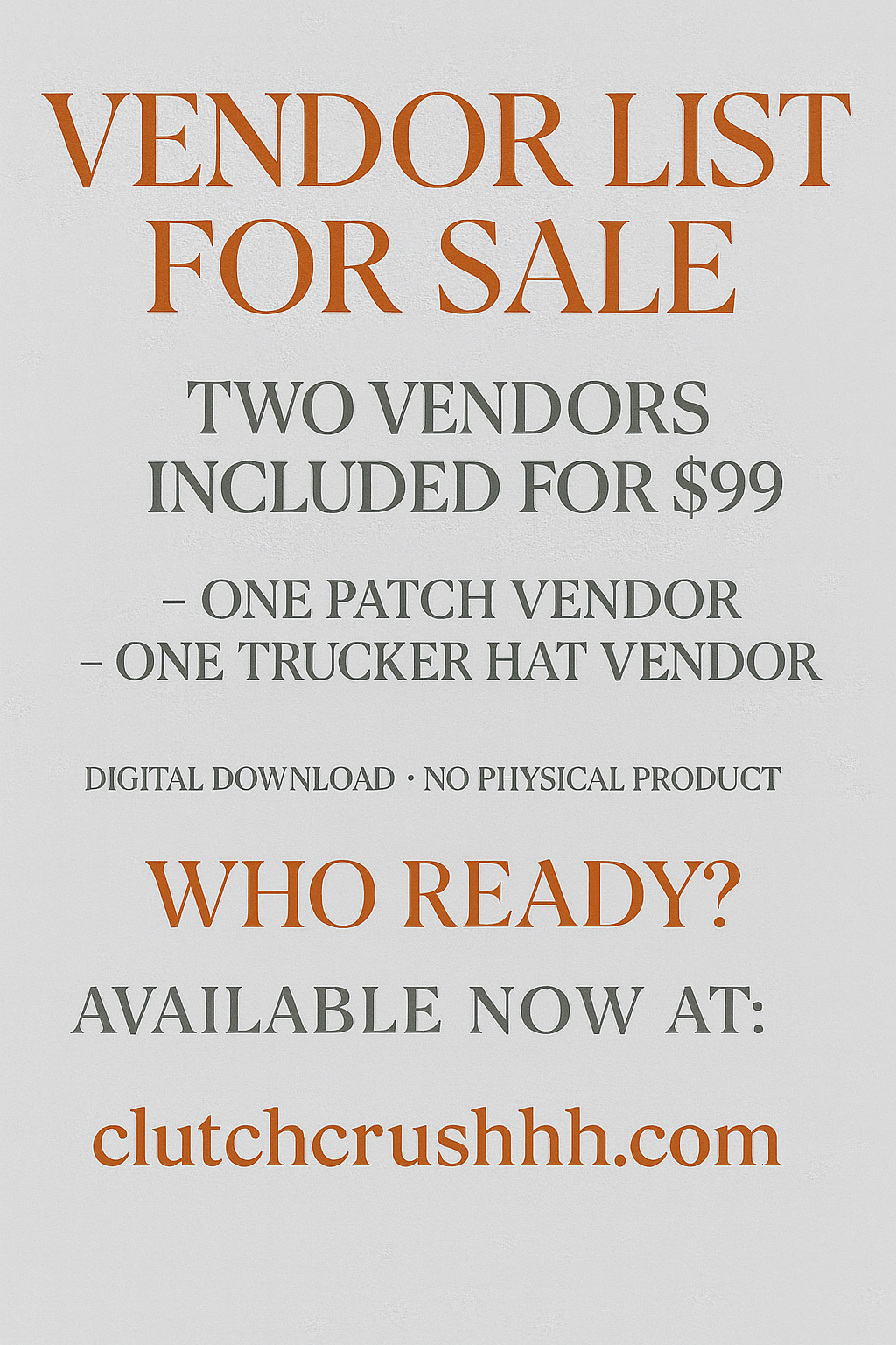 $99 Vendor List